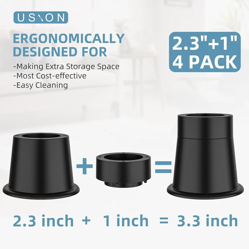 Mini Furniture Height Riser Pads Set - Rubber Bottom with Spike Top for Washing Machine, Bed Legs and Furniture Lift Stability
