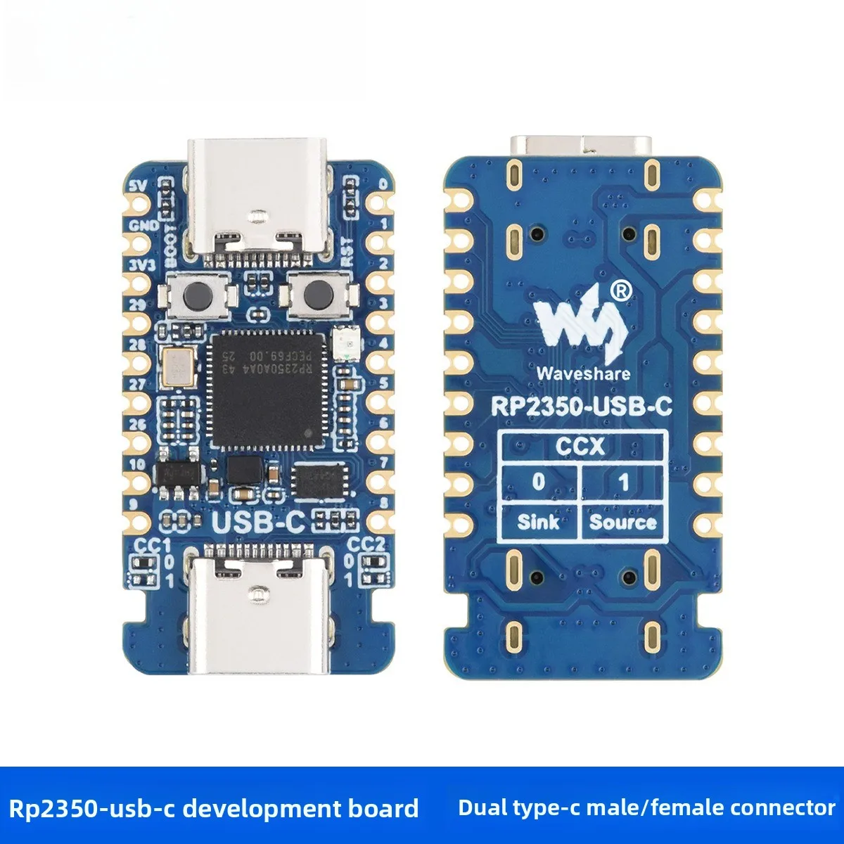 RP2350-USB-C Mini Dev Board Dual Type-C Male/Female Dual-Architecture MCU Development Board