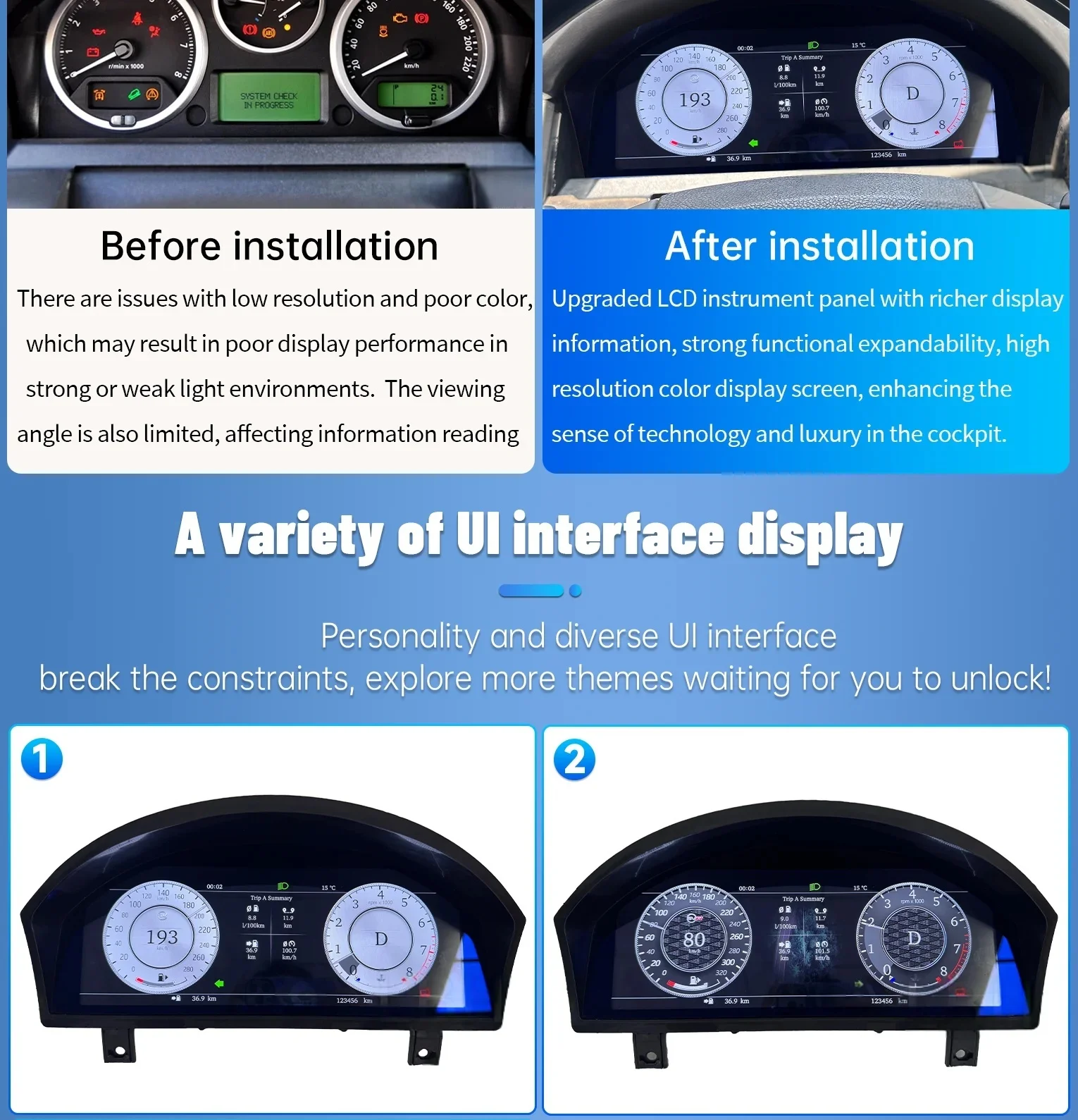 

Digital Dashboard For Range Rover Sport Discovery 3 2005~2009 Car Cluster LCD Virtual Cockpit Digital Instrument Panel Head Unit
