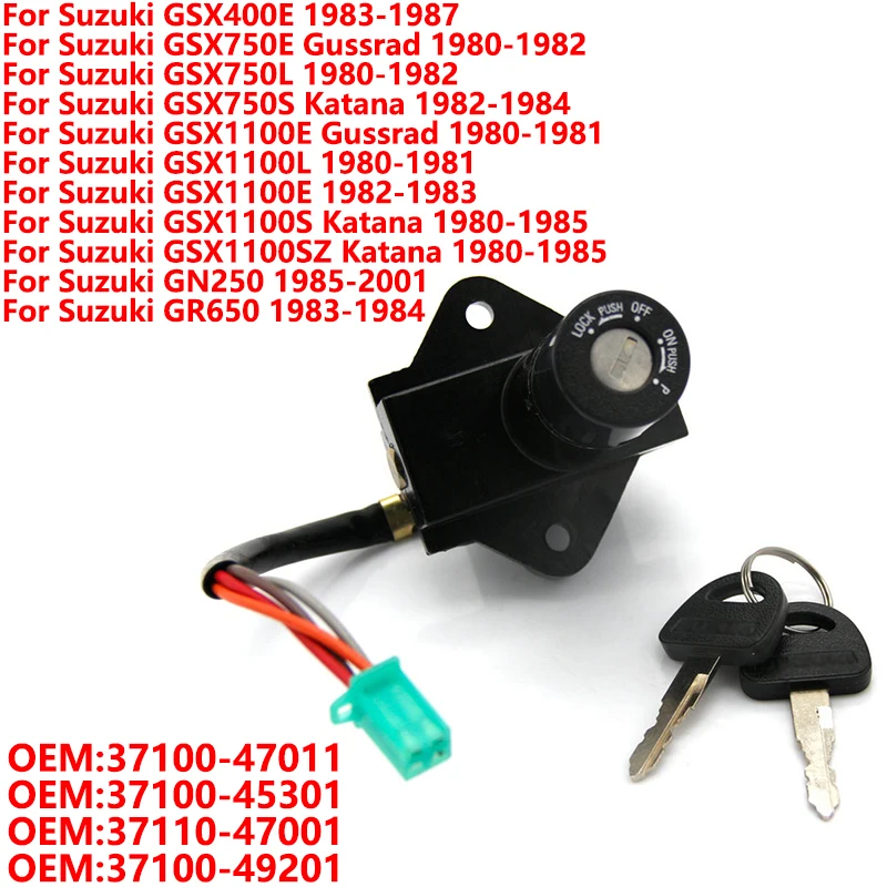 

Motorcycle Ignition Switch Locks Kit For Suzuki GSX400E GSX750E GSX750S GSX1100E GSX1100L GSX1100SZ GN250 GR650 OEm:37100-47011