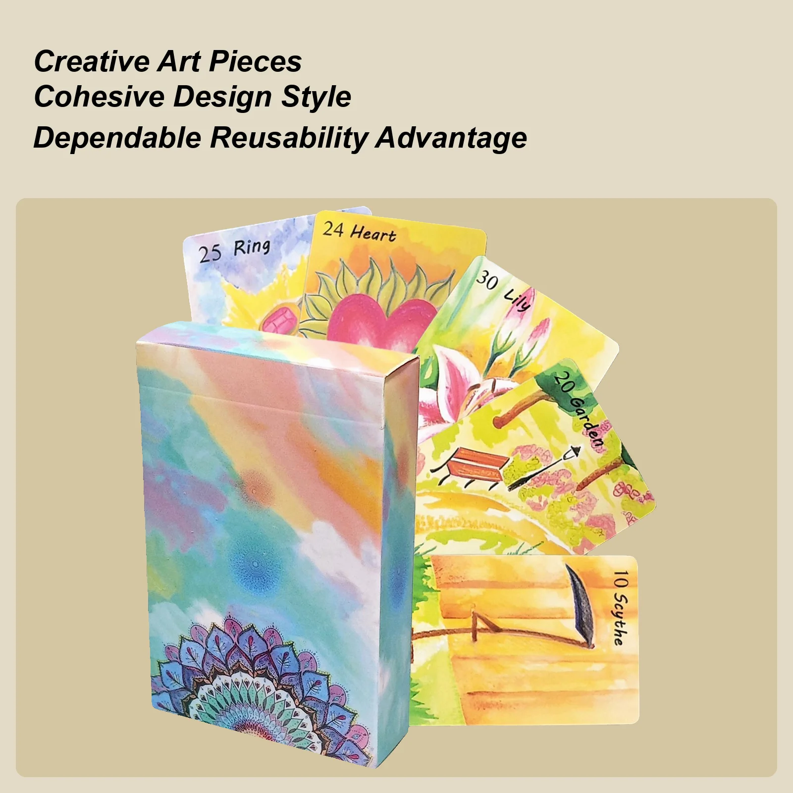 Beginners Table Cards Watercolor-Style Board Game Accessory Paper Watercolor Card Games for Teens Men Women Boys Girls Youth