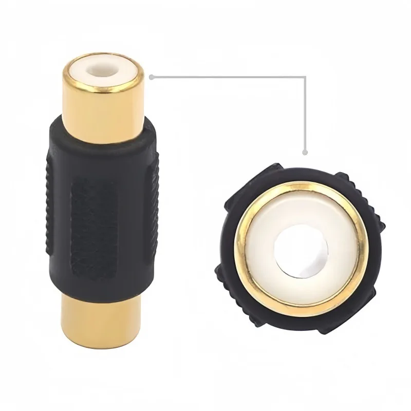 RCA Audio Konverter vergoldet Stecker Sound Adapter Buchse auf Buchse Koppler Sound Kabel Stecker – Detail 2