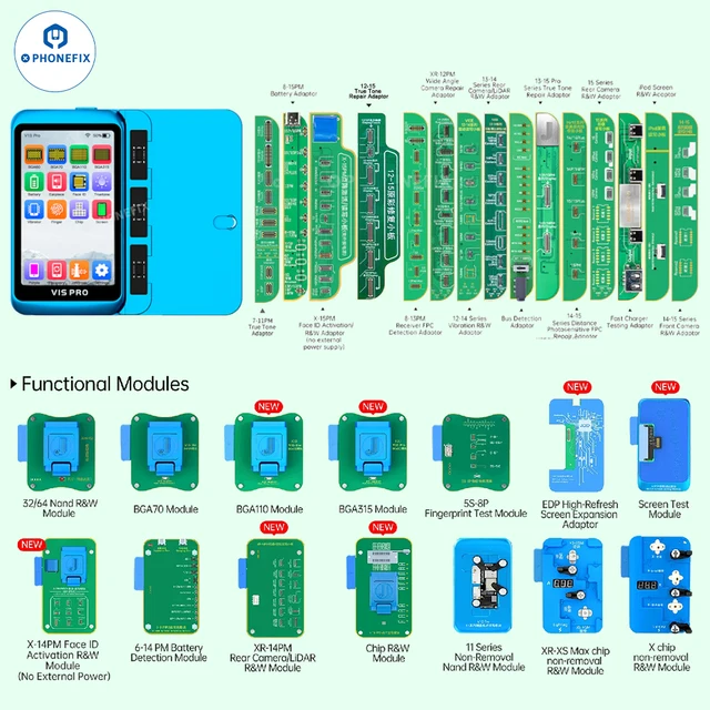 JCID V1S Pro Programator BGA70/110/315 Moduł NAND Odczyt/zapis dla iPhone X-16PM / iPada Bateria Face ID True Tone Naprawa kamery