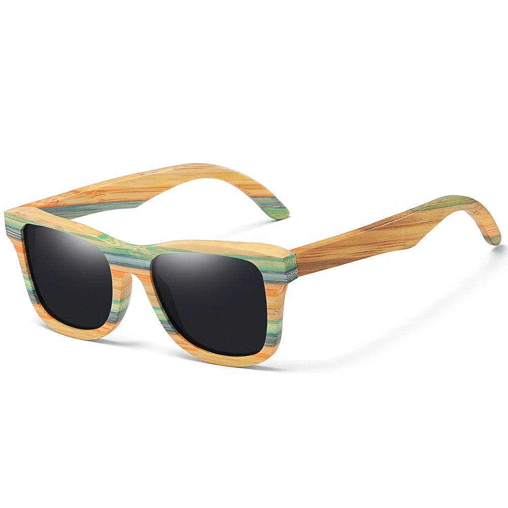 XSW Skateboard Wood Bamboo Sunglasses Polarized for Women Mens New Brand Designer Wooden Sun Glasses UV Protection Lens S3834