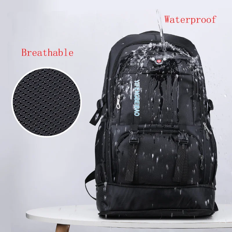 Mochila impermeável ao ar livre para homens, mochila de alpinismo, grande capacidade, mochila de escalada e acampamento, mochila de viagem para caminhadas