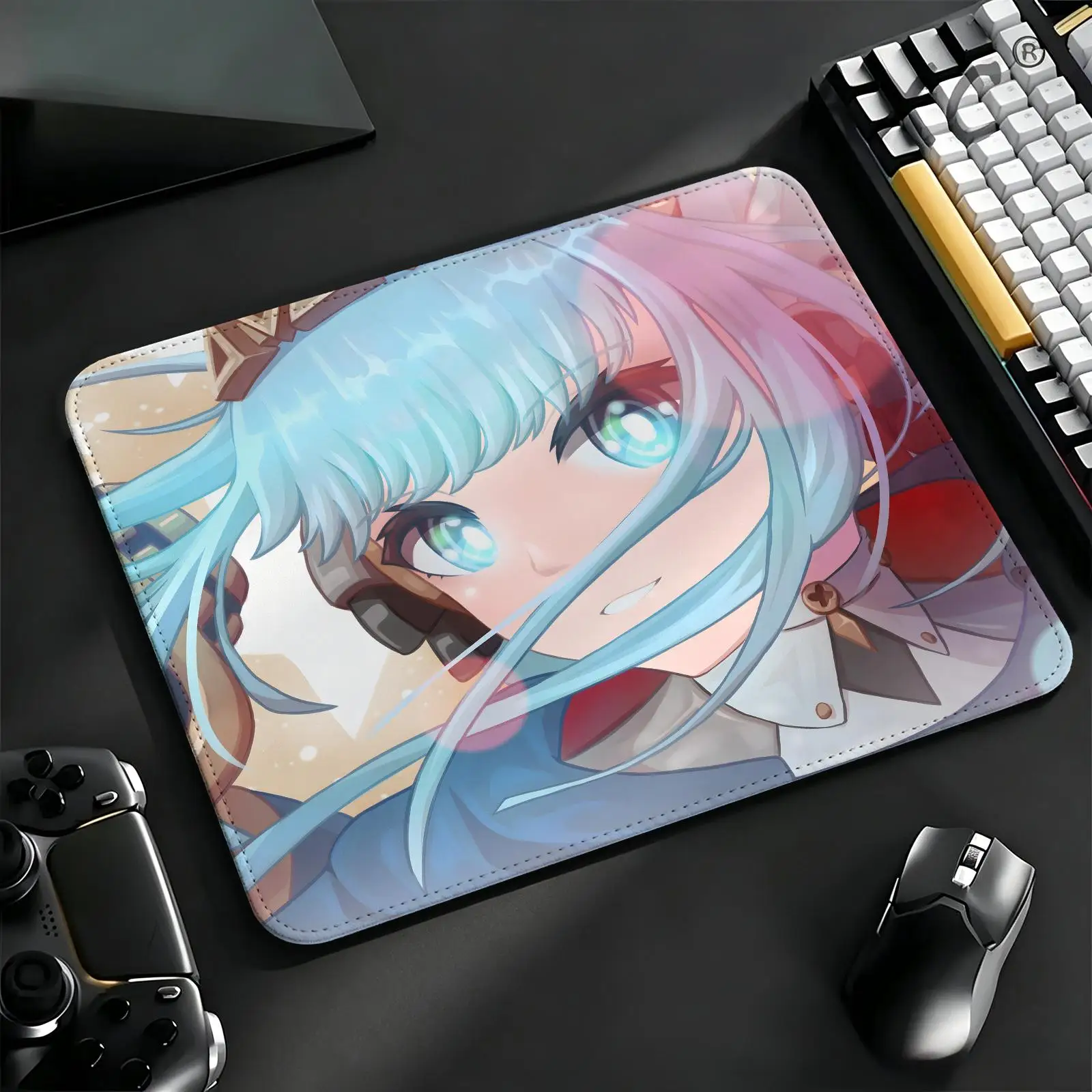 Compact Gaming Mat Reinforced Stitched Border, genshin impact Ineffa S/M/L Sizes Portable Laptop Desk Pad for Office & E-sports