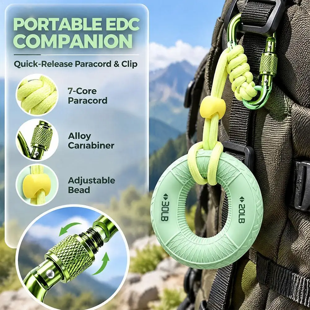 Silicone Grip Ring Portable Grip Strength Ring Keychain Stress Relief Hand Trainer For Bag Adjustable Braided Lanyard Keychain