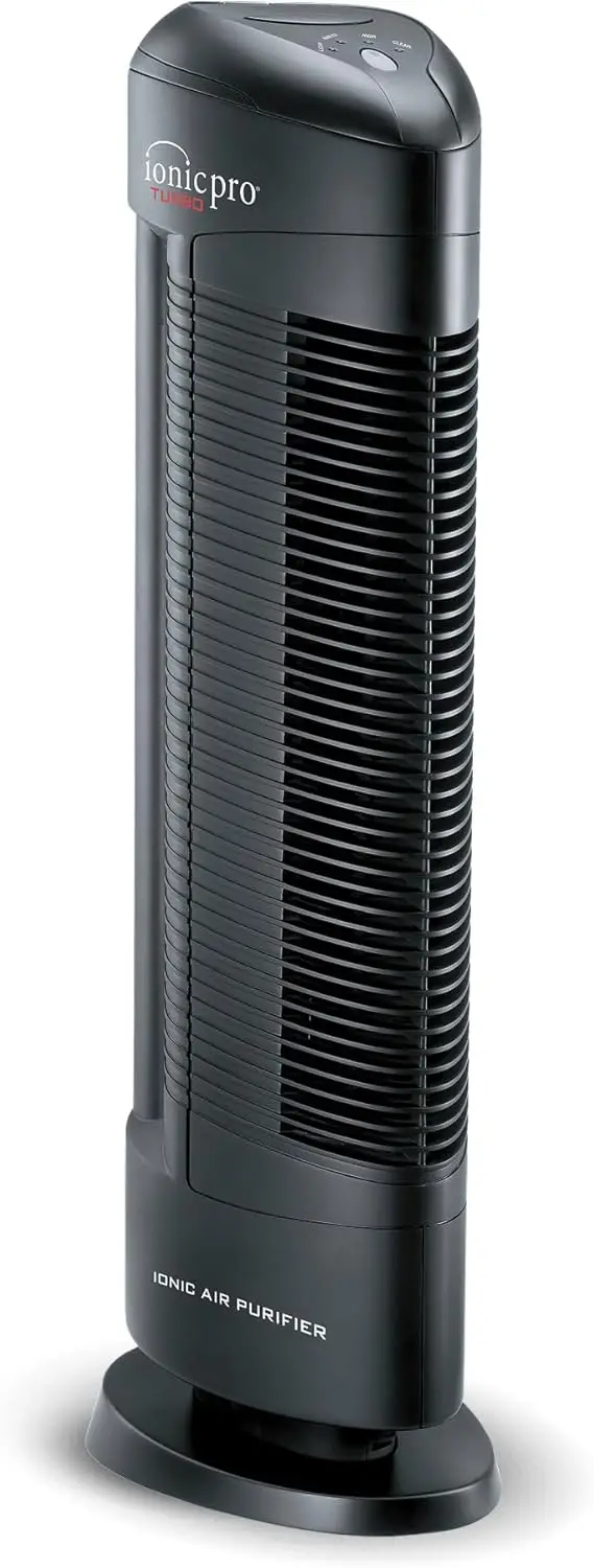 

Quiet Ionic Air Purifier Tower for Home, Covers 500 Sq. Ft., Removes Odors, Smoke, Dust, Allergens - Black