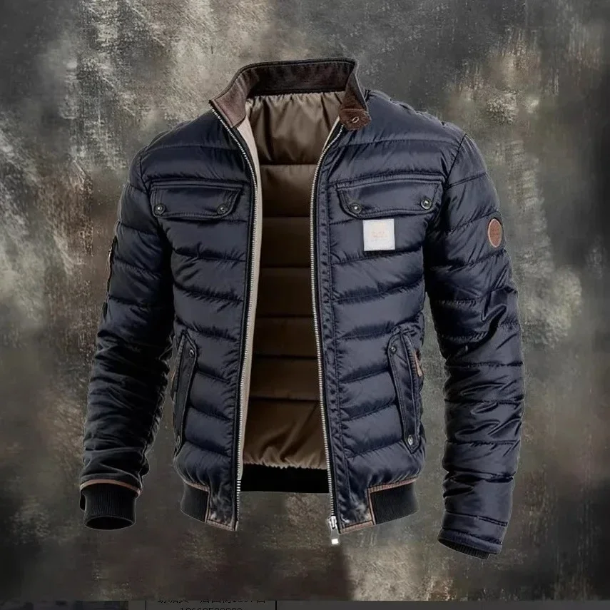 Men's Stand-up Collar Cotton Jacket Casual Warm Thickened Cotton Coat Winter Fashion New Spring and Summer