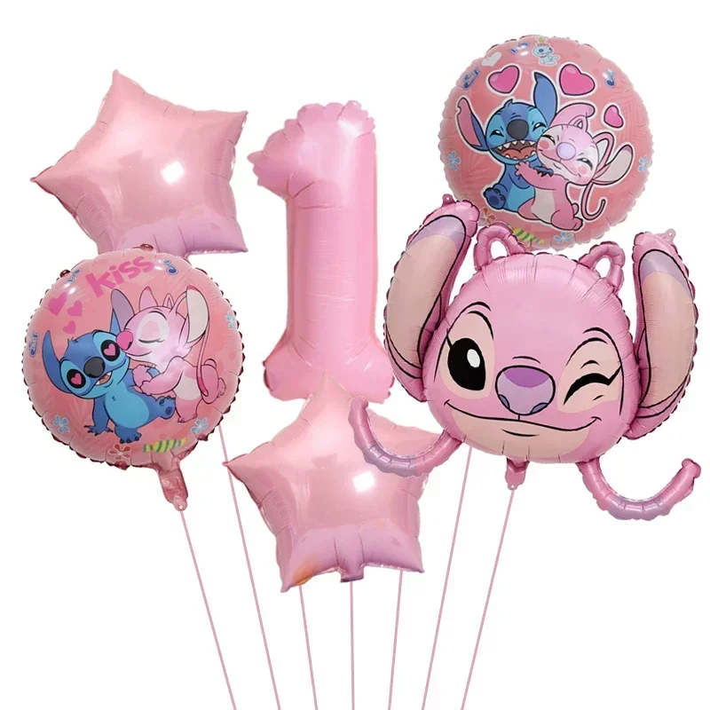 1 Set Disney Lilo&Stitch Theme Party Balloon Cute Stitch Aluminum Foil Balloon Set for Boys and Girls Birthday Decoration Toys