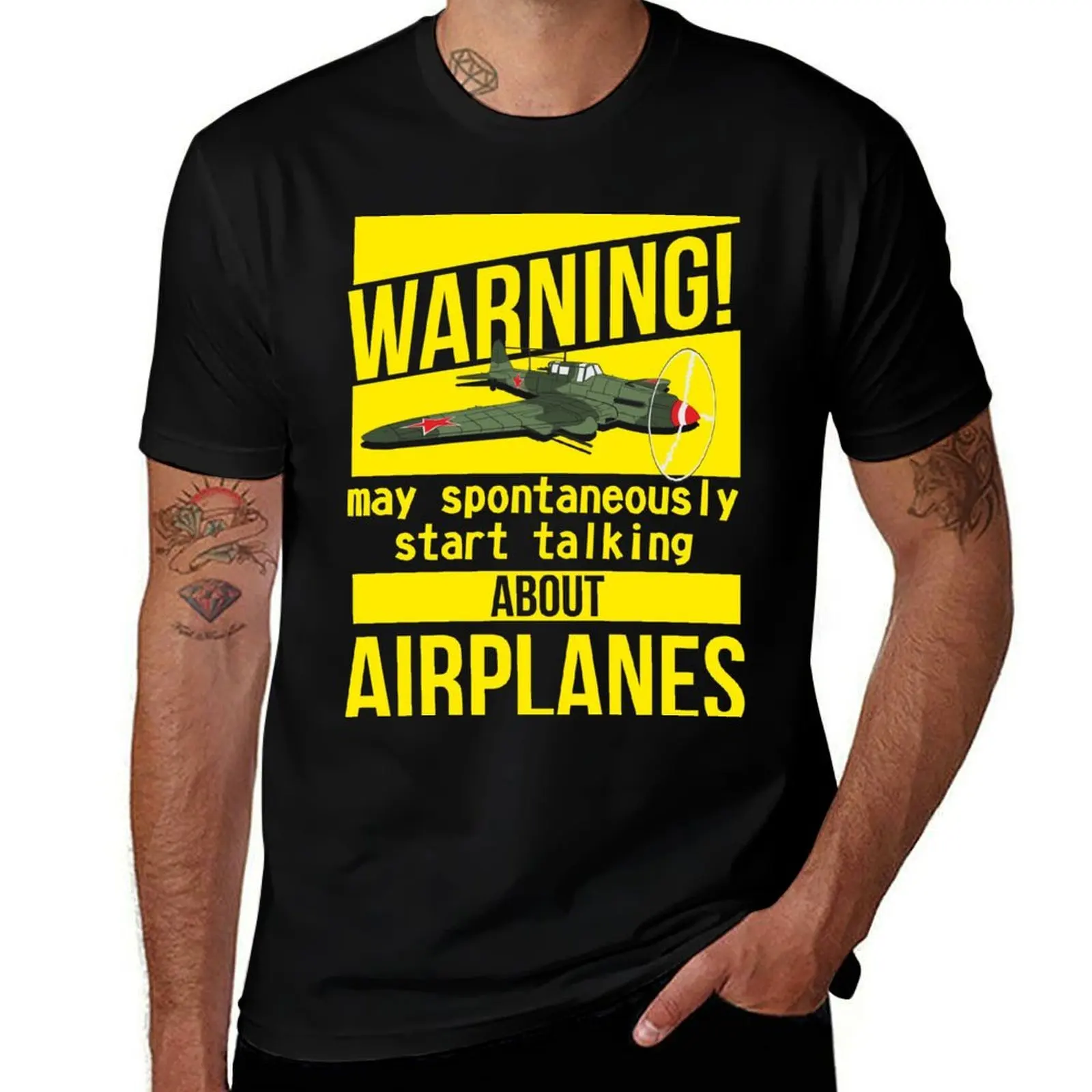 WARNING may spontaneously start talking about airplanes IL-2 T-Shirt Lightweight Cooling Short Sleeve Tee T-Shirt