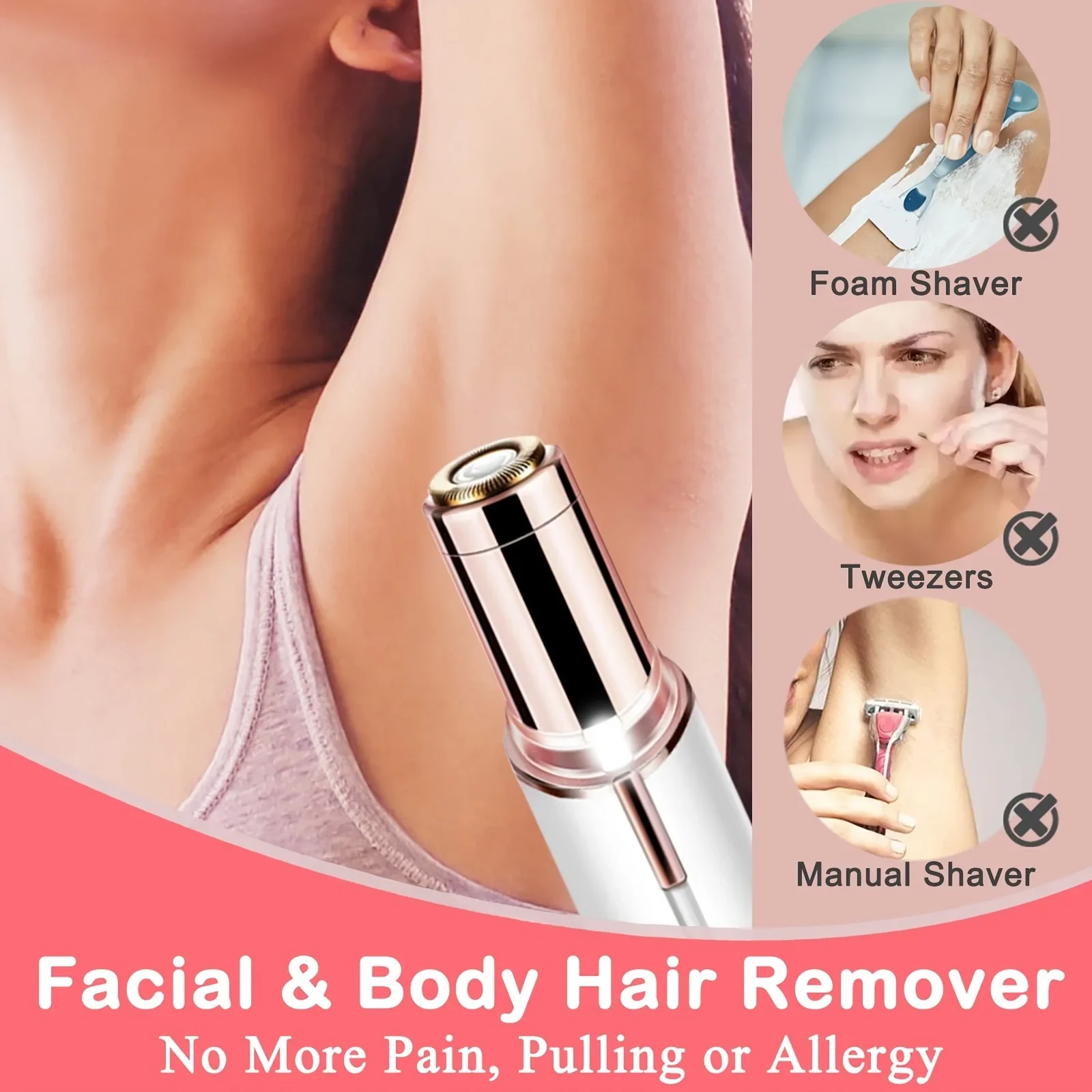 Portable Lipstick Shaped Electric Epilator with One Blade for Women Painless and Effective Facial Hair Removal Home Shaver Tool
