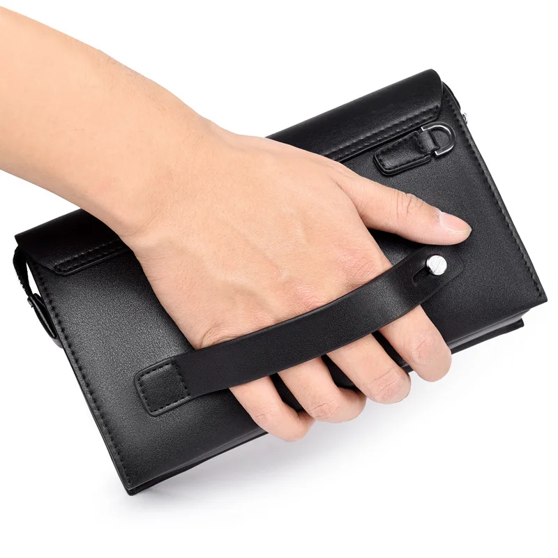 2024 NEW Men\'s Clutch with Magnetic Buckle and Multiple Card Slots, Large Capacity Wallet made of Coded lock PU Leather men bag
