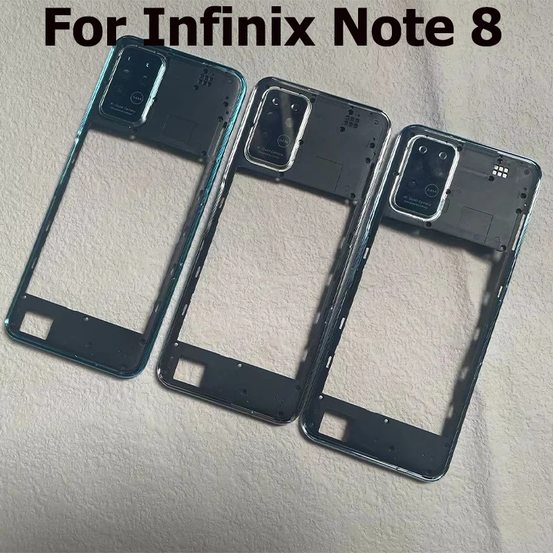 For Infinix Note 8 Middle Frame Front Bezel Faceplate Frame With Side Button Repair Spare Parts