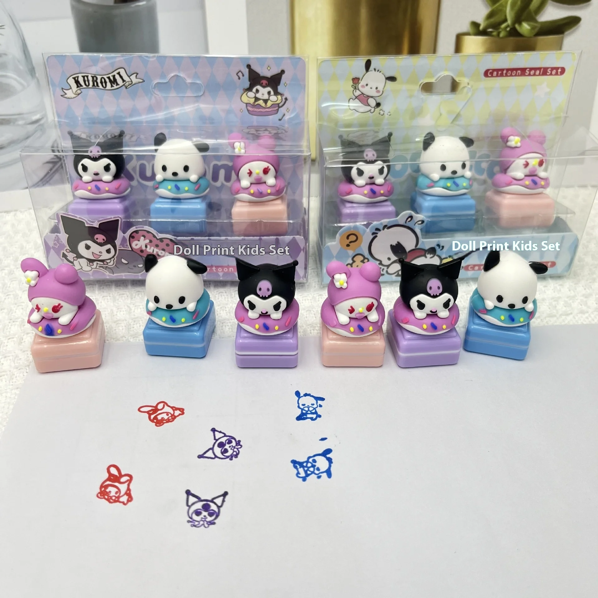 6cars 18pcs New Sanrio Doll Seal Kuromi Melody Children'S Seal Kindergarten Teacher Award Gift Wholesale