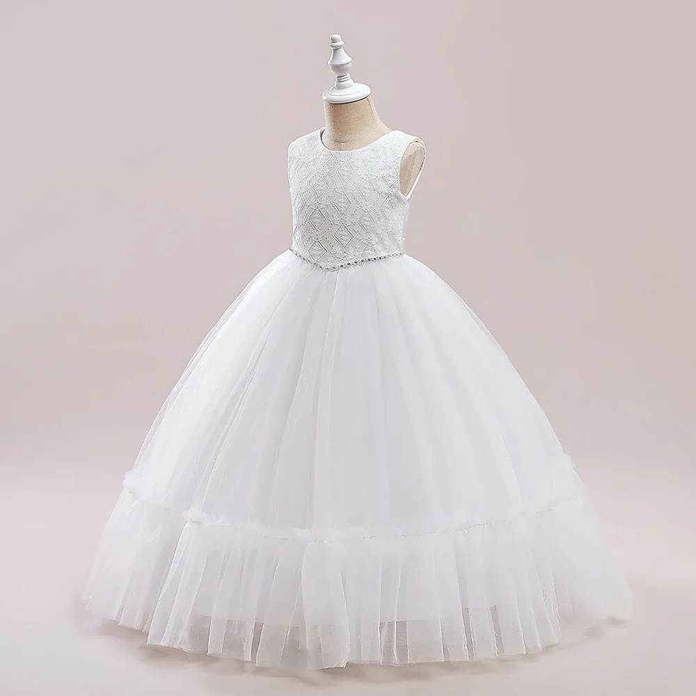 Robe de Princesse Blanche Élégante pour Fille, Tenue de Bal en Maille Bouffante à Paillettes, avec Nministériels d Formel, pour ixd'Anniversaire, Vêtements pour Adolescents