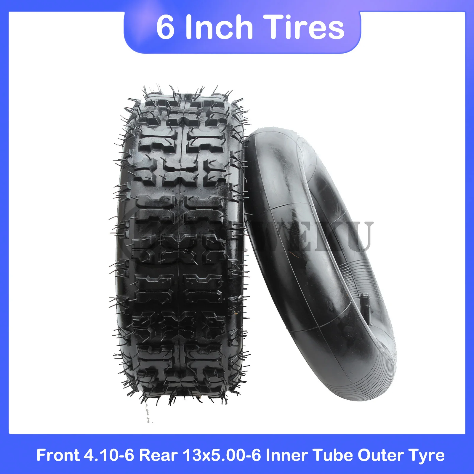 6 Inch Tires Front 4.10-6 Rear 13x5.00-6 Inner Tube Outer Tyre for 47cc 49cc Small ATV Go Kart Mini Quad Bike Snowmobile Parts