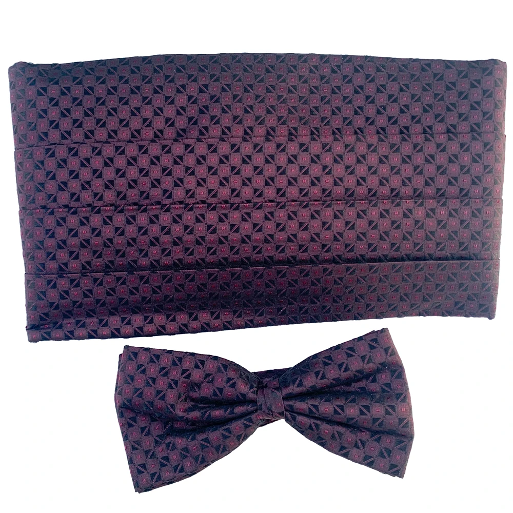 Cummerbunds Black Pattern Burgundy Patterned Cummerbund Fashion Design Wedding Formal Bow Ties  Butterfly Evening Dress Bow Tie