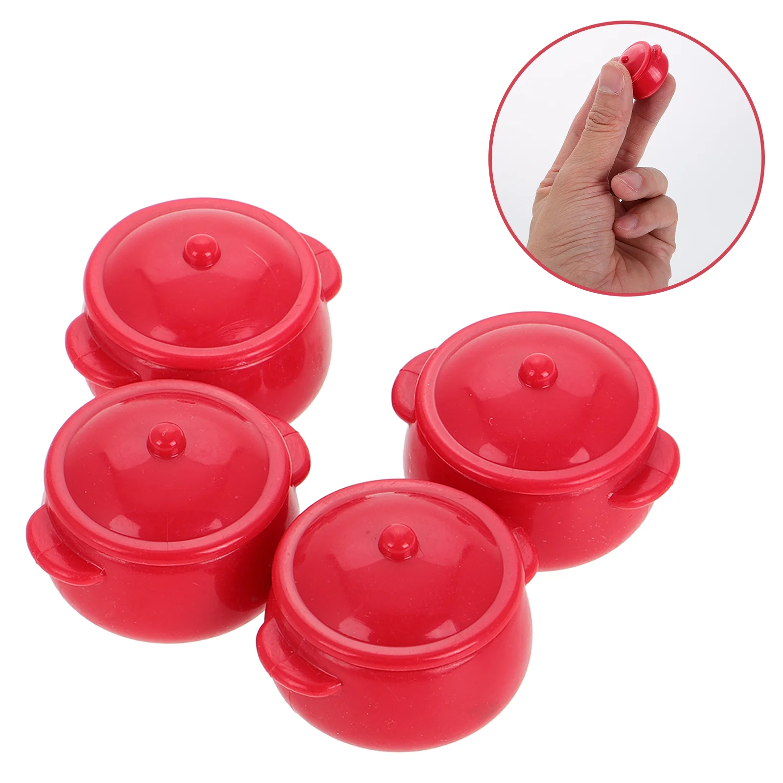 4 Uds modelo olla Mini accesorios para casa de muñecas juguetes para niños pequeños cocina juego de simulación utensilios de cocina de escena de plástico