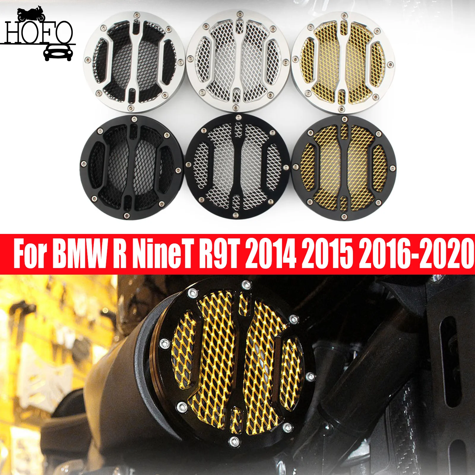 

Moto Air Intake Cover CNC Air Intake Filter Black Gold For BMW R NineT R9T 2014 2015 2016-2020 Air Filter Cover