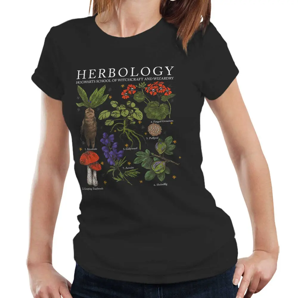 Herbology Witchcraft TShirt Fitted Ladies School Vintage Retro Y2K tops Unisex Summer Short Sleeve