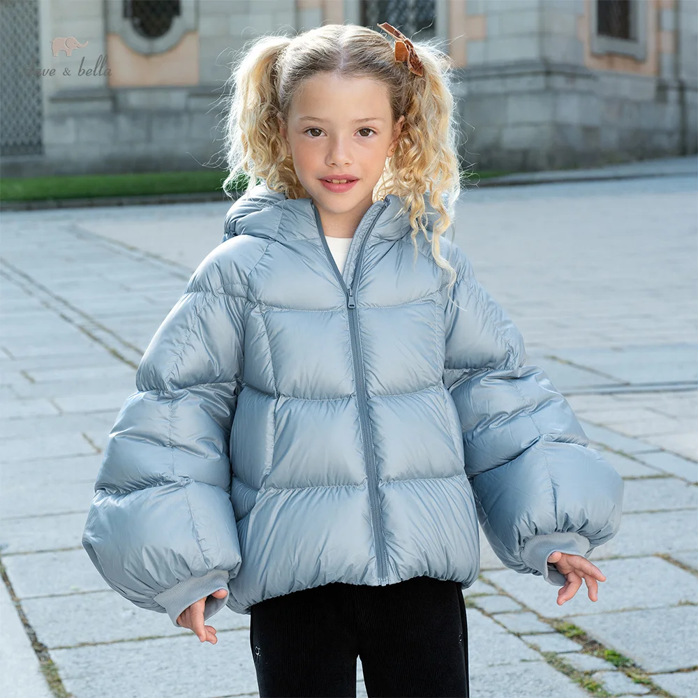 Dave Bella Girls Down Jacket Autumn Winter Children Plush Thick Hooded White Duck Down Topcoat Outerwear Kids Clothing DK4254970