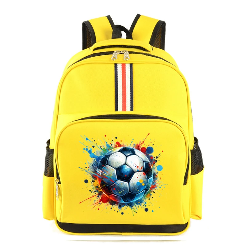 Watercolor Soccer Print Primary Student Backpack Soccer Fan Outdoor Travel Multi-function Kids Backpack Ball Primary School Bags