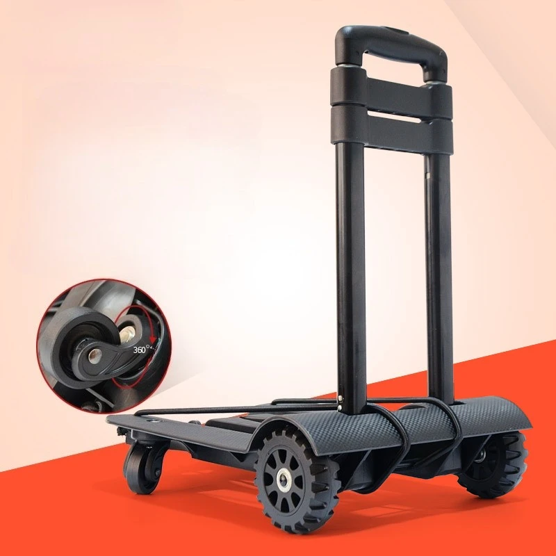

Folding Garden Cart Portable Aluminum Telescopic Handle Lightweight 4 Wheel Swivel Collapsible Utility Wagon Heavy Duty Outdoor