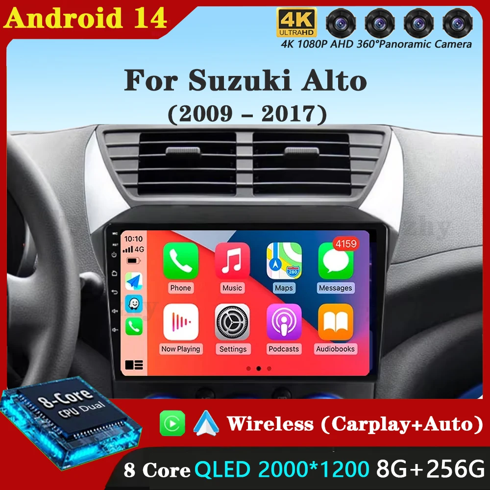 

Автомобильное радио Android 14 для Suzuki Alto 2009 2010 2011 2012 2013-2017 навигация GPS мультимедийный видеоплеер стерео Carplay Auto