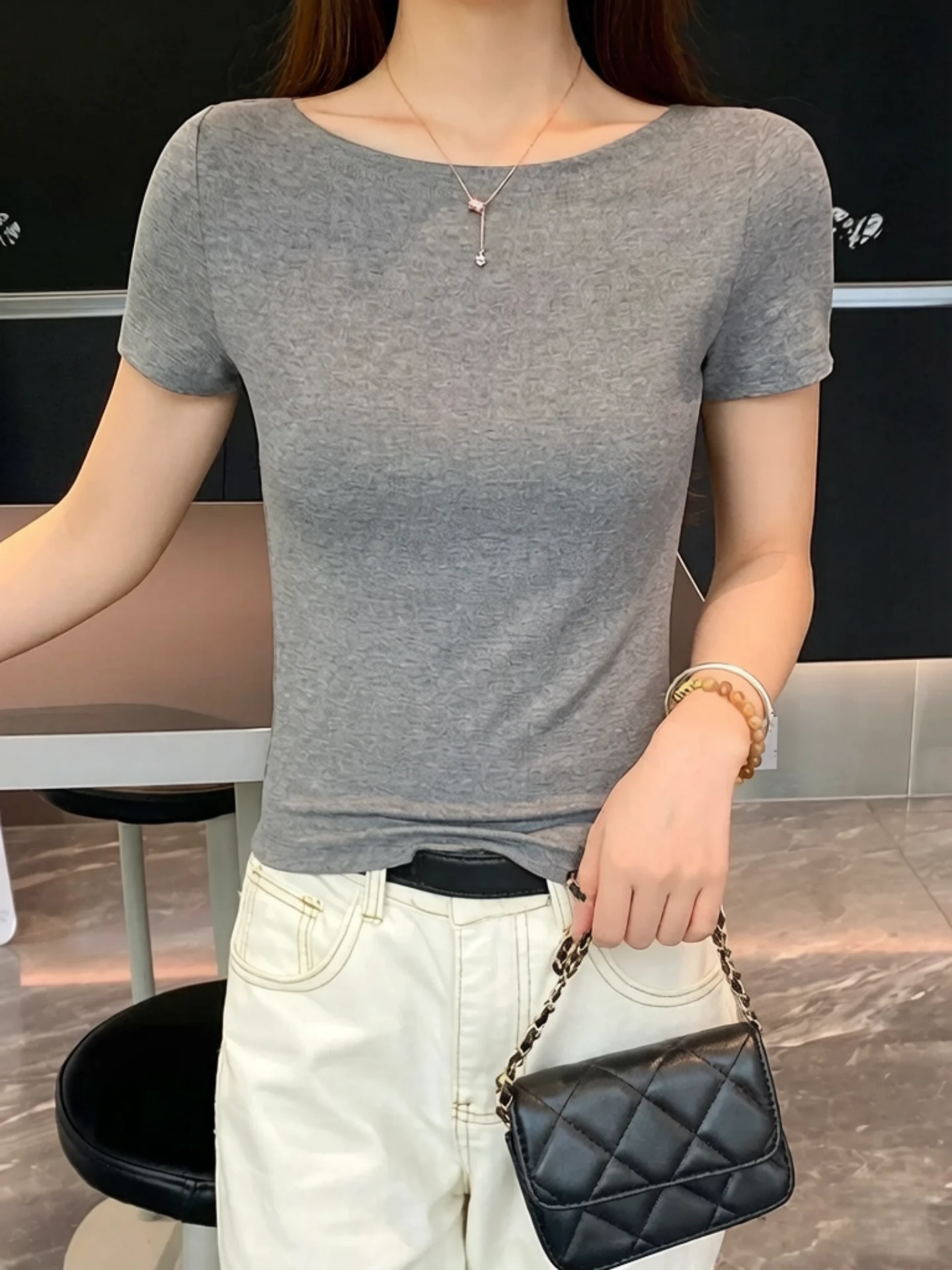 

Slim Fit Short Sleeve T-Shirt Women's 95 Cotton One Shoulder Style Summer New Arrival plus Size Fashionable Top Casual Wear