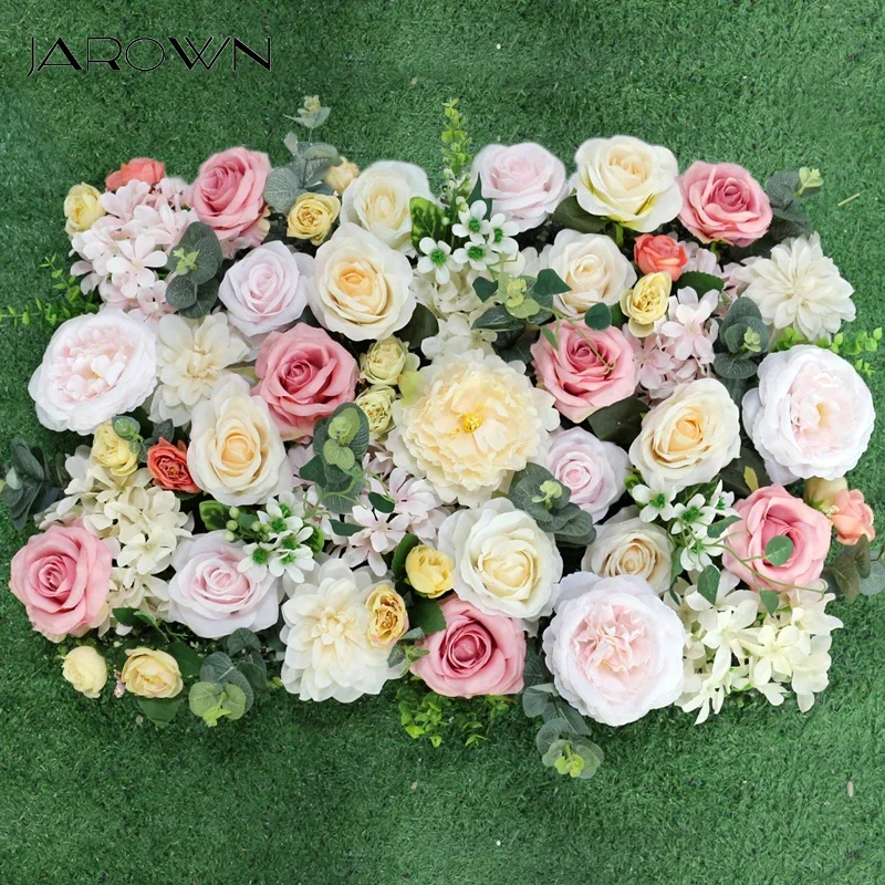 

JAROWN 60x40cm Artificial Flowers Wall DIY Wedding Backdrop Decoration Flower Wall Panels Silk Rose Flower Romantic Party Decor