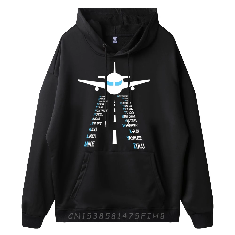 Pilot Phonetic Alphabet Cadet Airplane Oversized Hoodie Men Fall Graphic Pullover Hoodies Character