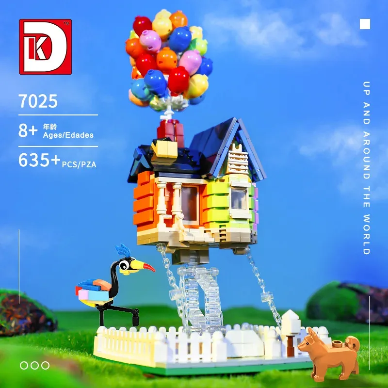 

Movie-themed toy building blocks, flying houses, cranes, dogs, movable dolls, construction set kits, children's birthday gifts
