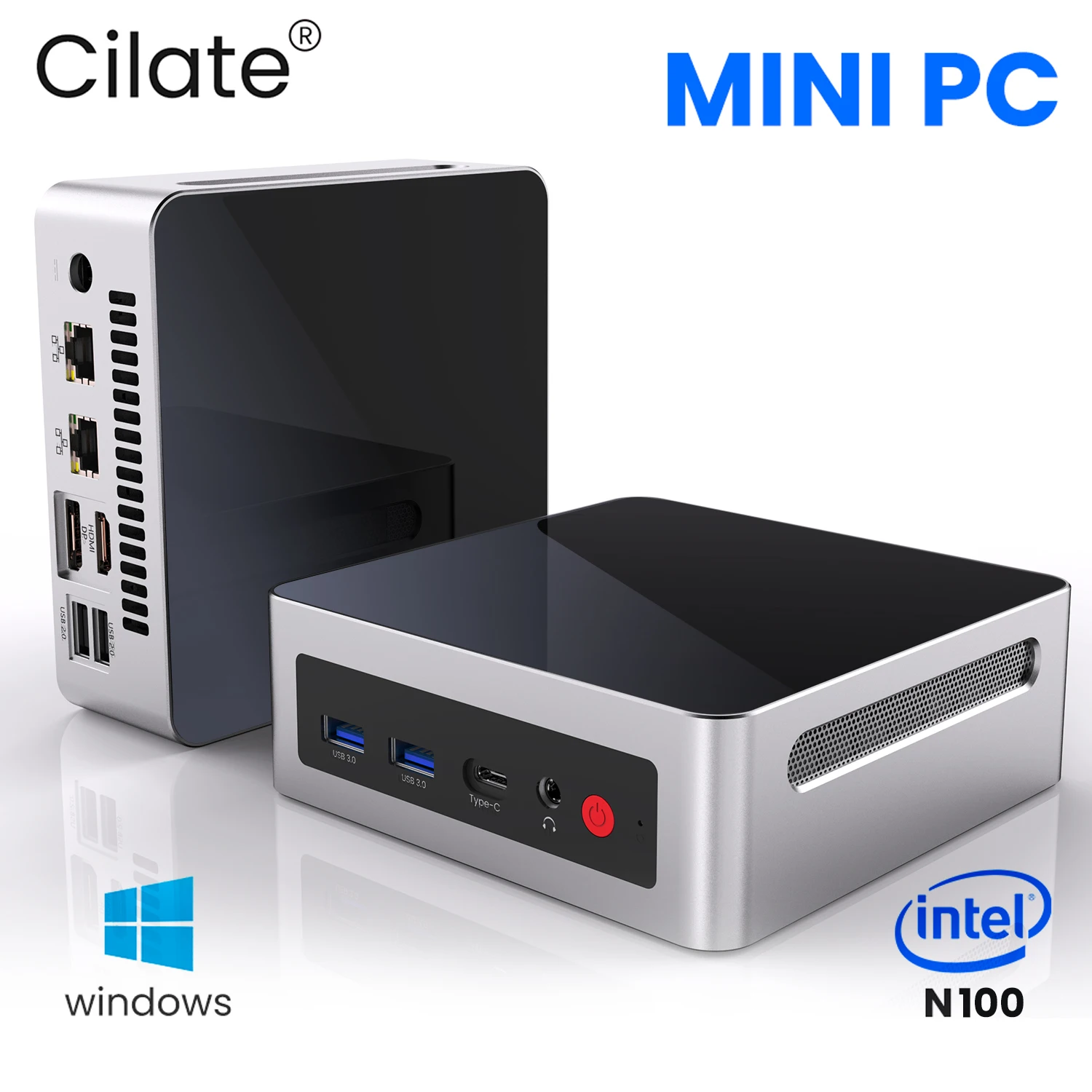 Cilate-Mini PC Intel de 12ª generación, N100, DDR4, 8GB, 16GB, 256G, 512GB, SSD, ordenador de escritorio para juegos, PD, TYPE-C, 4K, HDML, RJ45