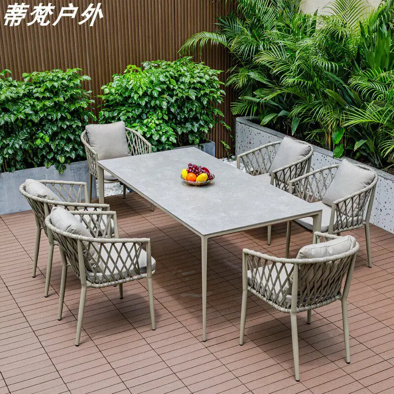 Table and chair combination villa garden courtyard B & B hotel model room furniture leisure dining table