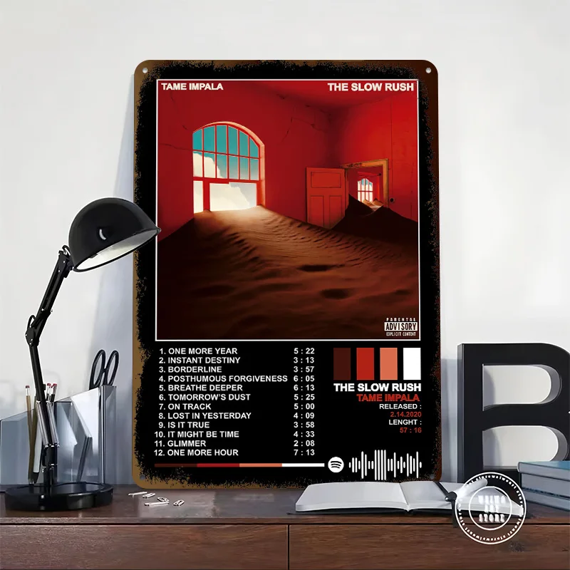Tame Impala - The Slow Rush Album Printed Poster Customized Retro Wall Art Vintage Metal Tin Signs for Luxury Decoration Gaming