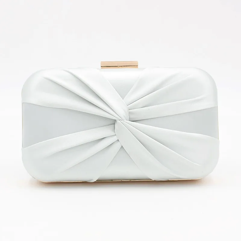 

Классические свадебные вечерние сумки, женские элегантные вечерние блестящие серебряные атласные сумки-клатчи с узлом, женские сумки через плечо с цепочкой