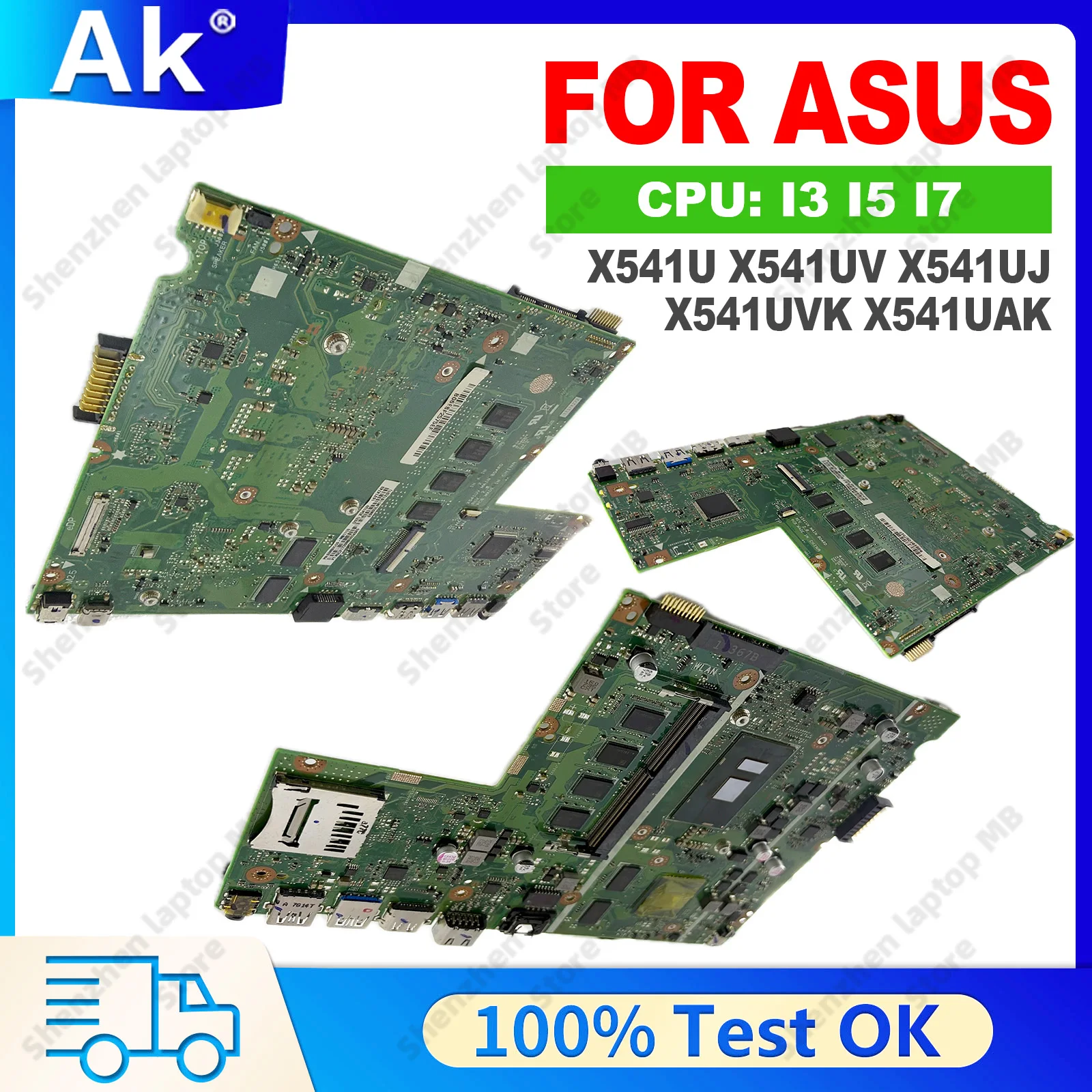 X541UV Laptop Motherboard I3 I5 I7-6/7th Gen 0G/4G/8G-RAM For ASUS X541U X541UJ X541UVK X541UAK X541UA F541U F541UV Mainboard