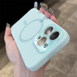 Płynne silikonowe etui magnetyczne do iPhone'a 16 15 13 14 12 Pro Max do bezprzewodowego ładowania Magsafe Solid Color Shockproof Phone Cover