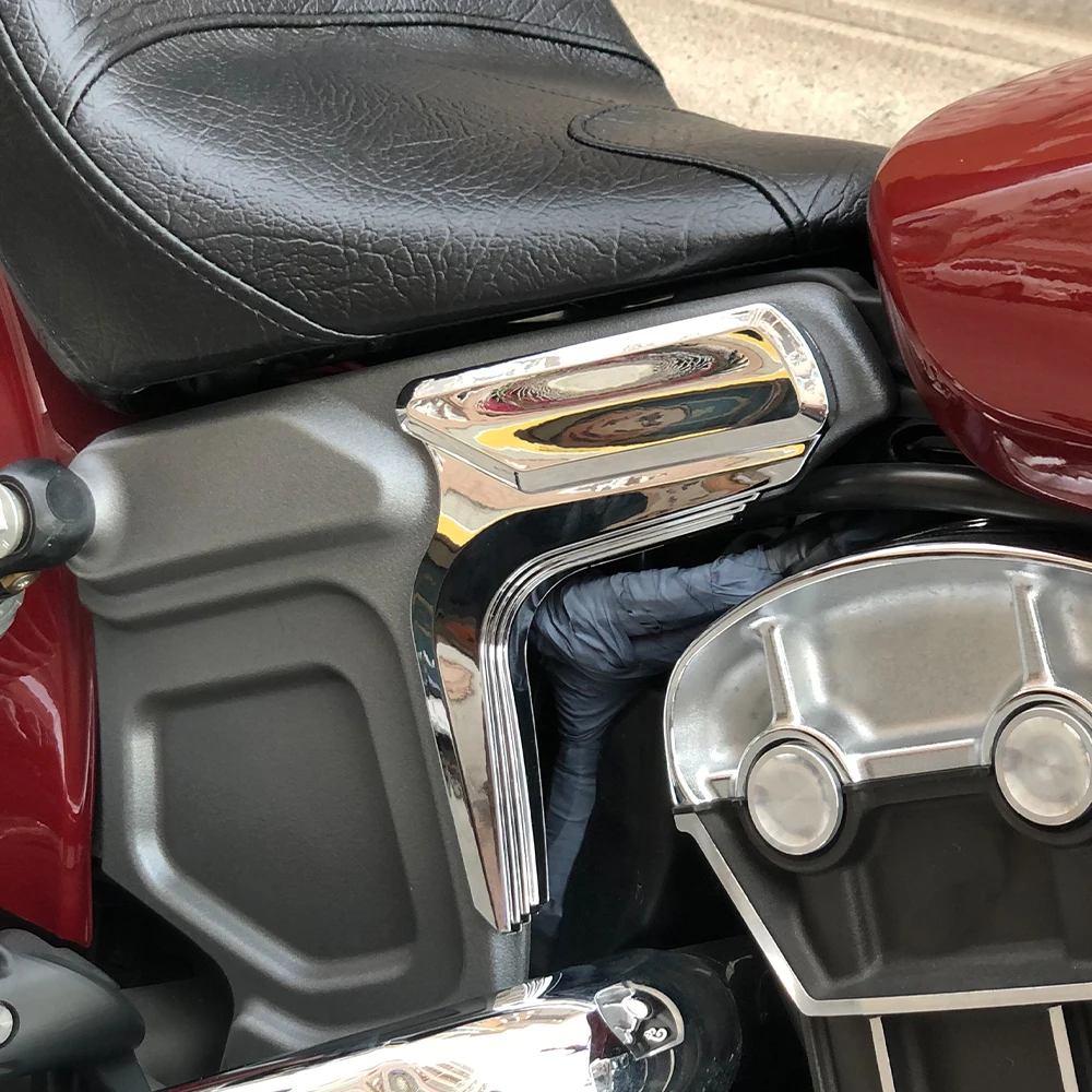Motorcycle Mid Frame Trim Cover Side Fairing Chromeplate Sticker - Black/Chrome Fit For Indian Scout Bobber Sixty 2015-2024