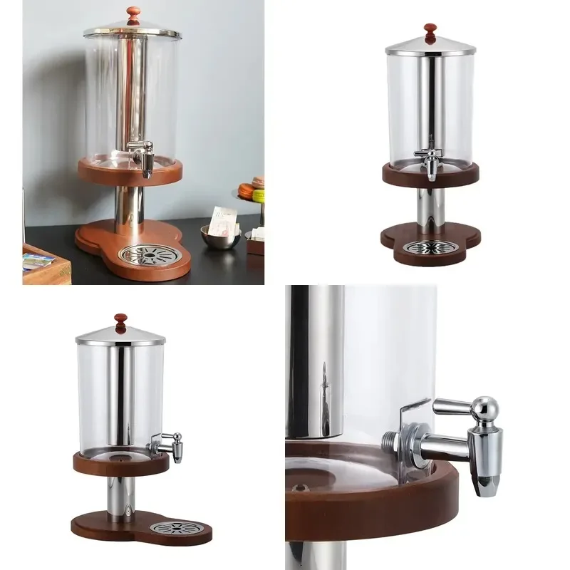 Commercial Juice Dispenser with Sapele Wooden Base Plastic Cold Drink Refrigerator Juicer