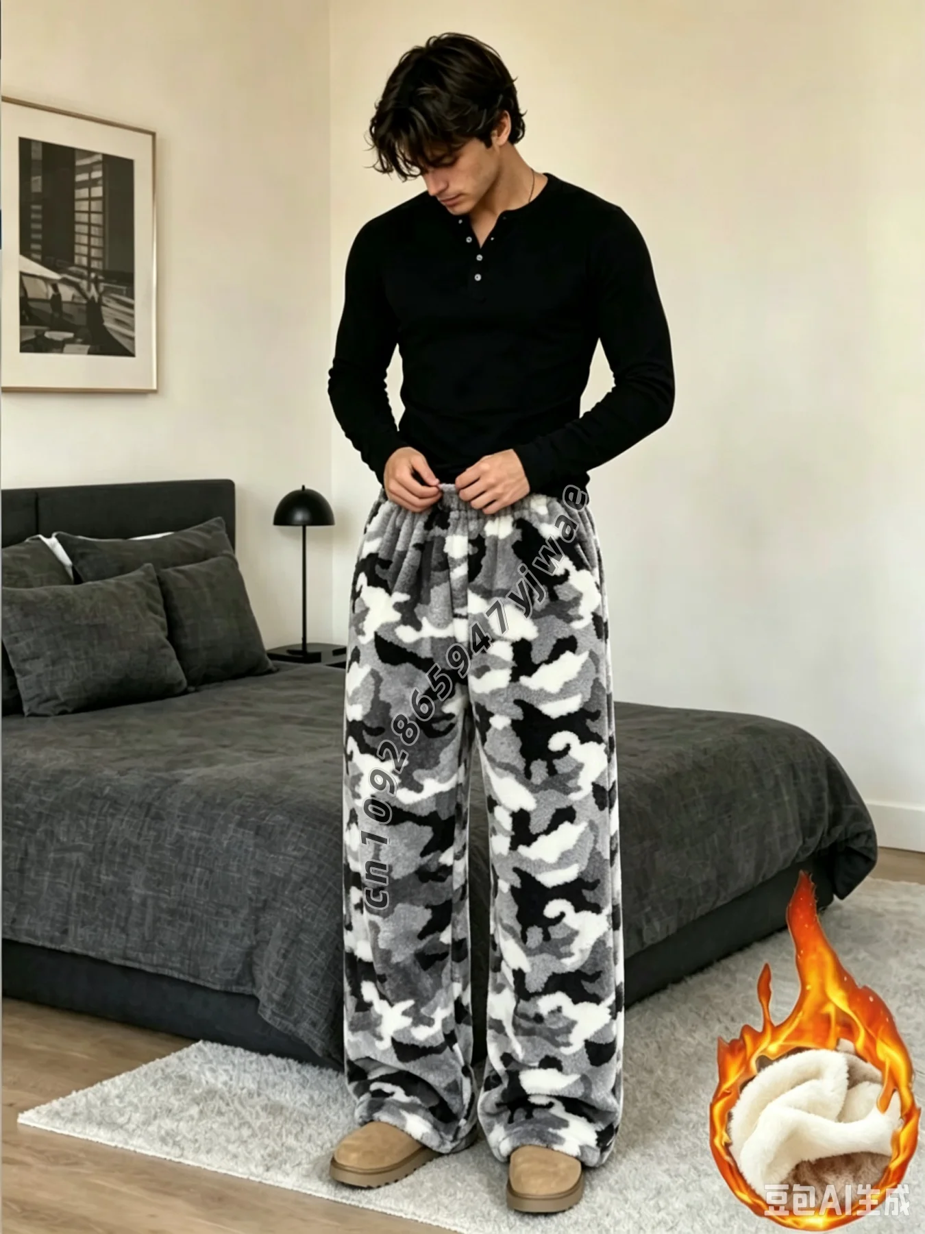 2026 Autumn MEN Halloween Classic camouflage Pajama Halloween Fleece Pajama Pants, Cozy Plush Lounge Pants,  Pajamas Pants