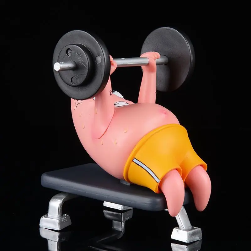 Hot Sale SpongeBob GK Muscle Patrick Star Fitness Weightlifting Figure Trendy Toy Statue Desk Decor Birthday Gift for Anime Fans