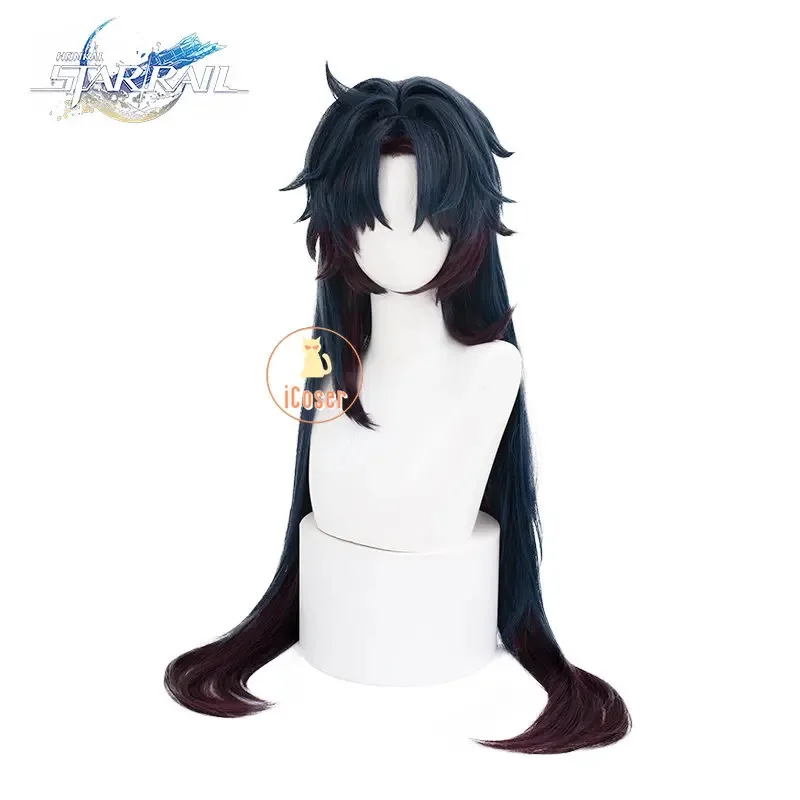 Honkai Star Rail Blade Cosplay Wig Dark Blue Long Hair Earrings Ear Clip Stellaron Hunters Astral Express Women Men Accessory