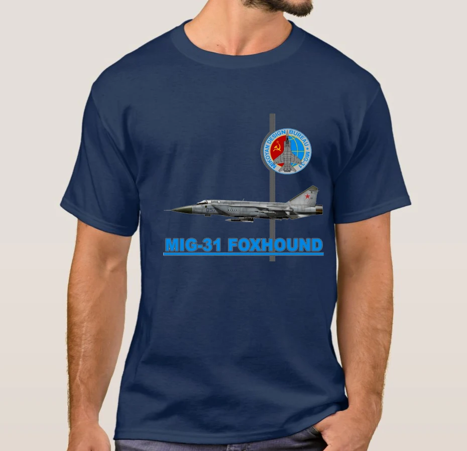 T-Shirt myśliwski radziecki/rosyjski MiG-31 Foxhound Interceptor. Letnia bawełniana koszulka męska z krótkim rękawem i krótkim rękawem nowa S-3XL