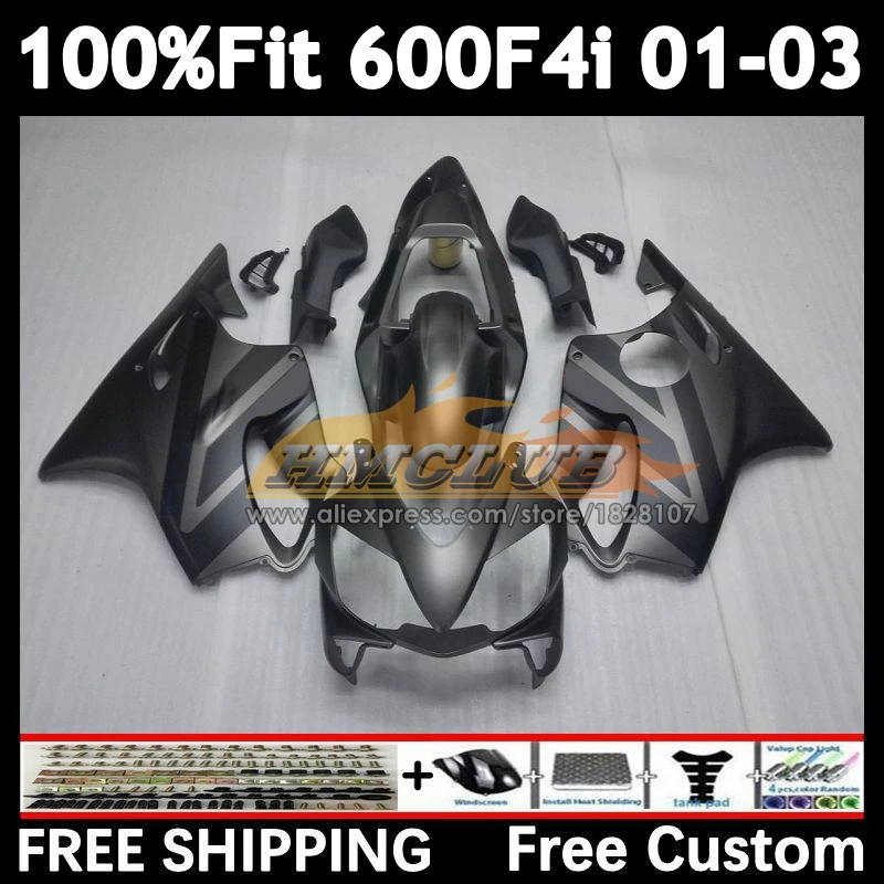 

OEM Fairing For HONDA CBR 600 600F4i CBR600FS 52No.16 CBR600 black silvery F4i 01 02 03 CBR600F4i 2001 2002 2003 Injection Bodys