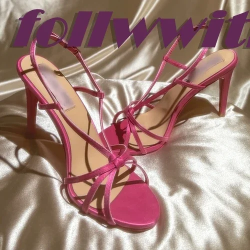 

Silk Temperament Narrow Band Sandals Stiletto Heels Unique Solid Buckle Runway 2025 New Arrival Catwalk Summer Ladies Shoes
