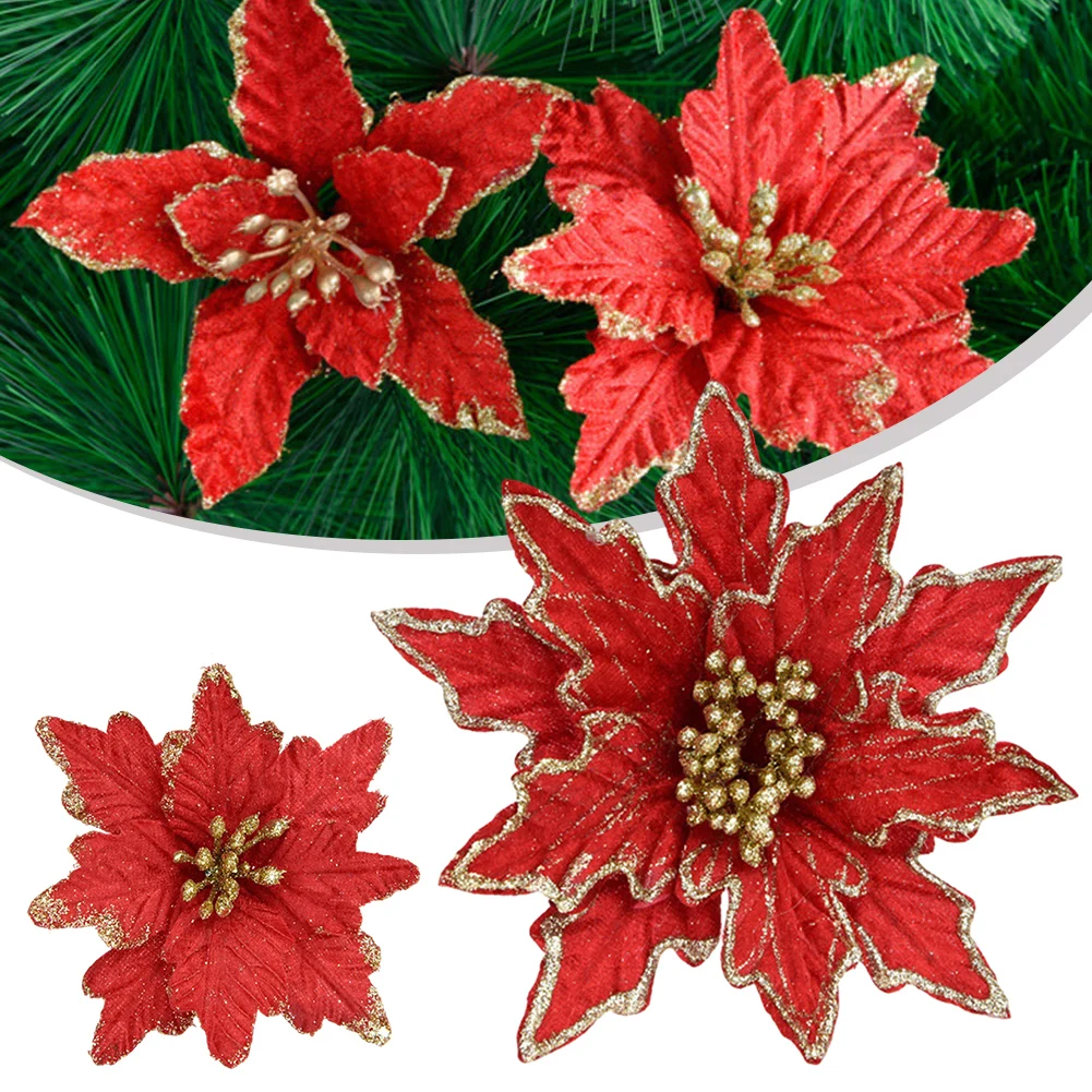 Christmas Fake Flower Christmas Tree Decoration Artificial Hang Flower Christmas Simulate Decorative Flower Home Festival Decor
