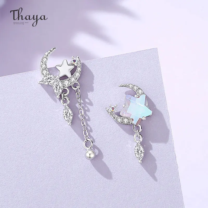 

Thaya S925 Sterling Silver Women Earrings Moonstone Moon Stars Pendant Women Luxury Earring Dangle for Women Party Fine Jewelry