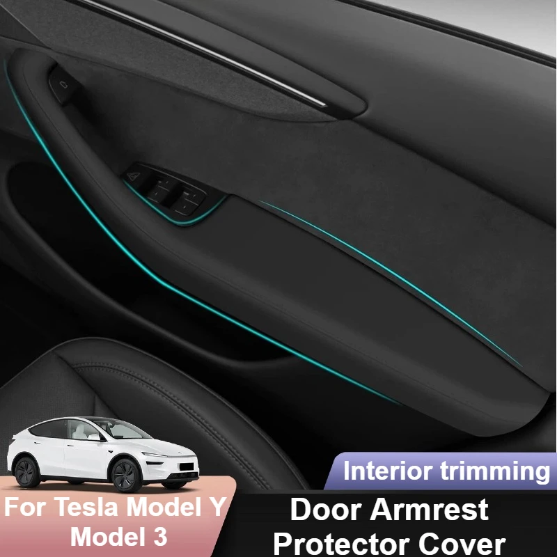 

Для Tesla Model Y Juniper/Model 3, оригинальный автомобильный цветной чехол на подлокотник, коробка, дверная ручка, задняя вентиляционная крышка, кожаная внутренняя отделка